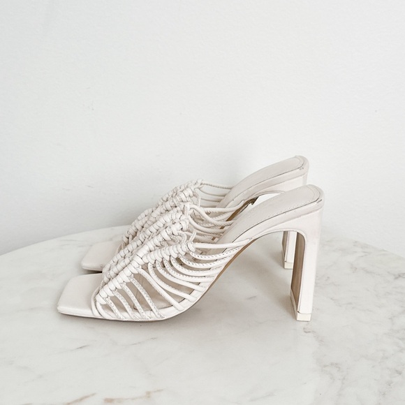 NEW Jonathan Simkhai Audra Macrame Heeled Sandals Ivory Size 35 5 US - Picture 9 of 14
